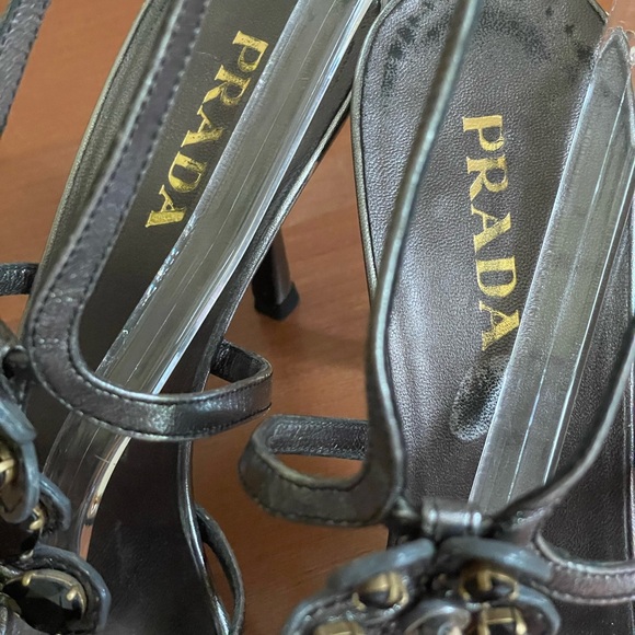 Prada 37.5 metallic & crystal heels - Picture 6 of 10